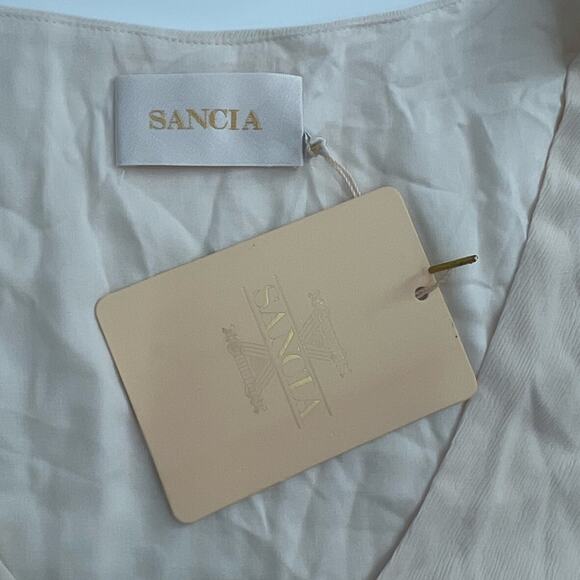 NWT SANCIA The Label Aneta Long Sleeve Silk Blend Boho Mini Dress Sz M - Picture 10 of 12